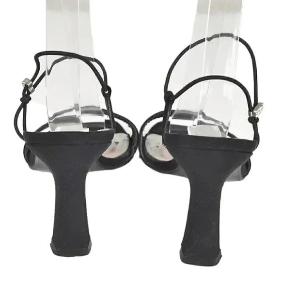 Stuart Weitzman Black Heels Open Toe Black Rhinestone Size 10 - Picture 5 of 14